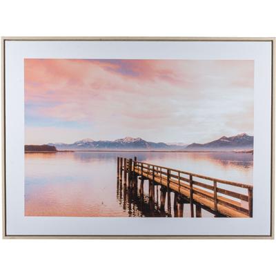 Bild mit Rahmen CREATIV HOME "Steg", beige (farbe rahmen: hellbraun, farbe bild(er): natur), B:80cm H:60cm T:2,5cm, Canvas, Kunststoff, Bilder, mit besonderer Lichtstimmung