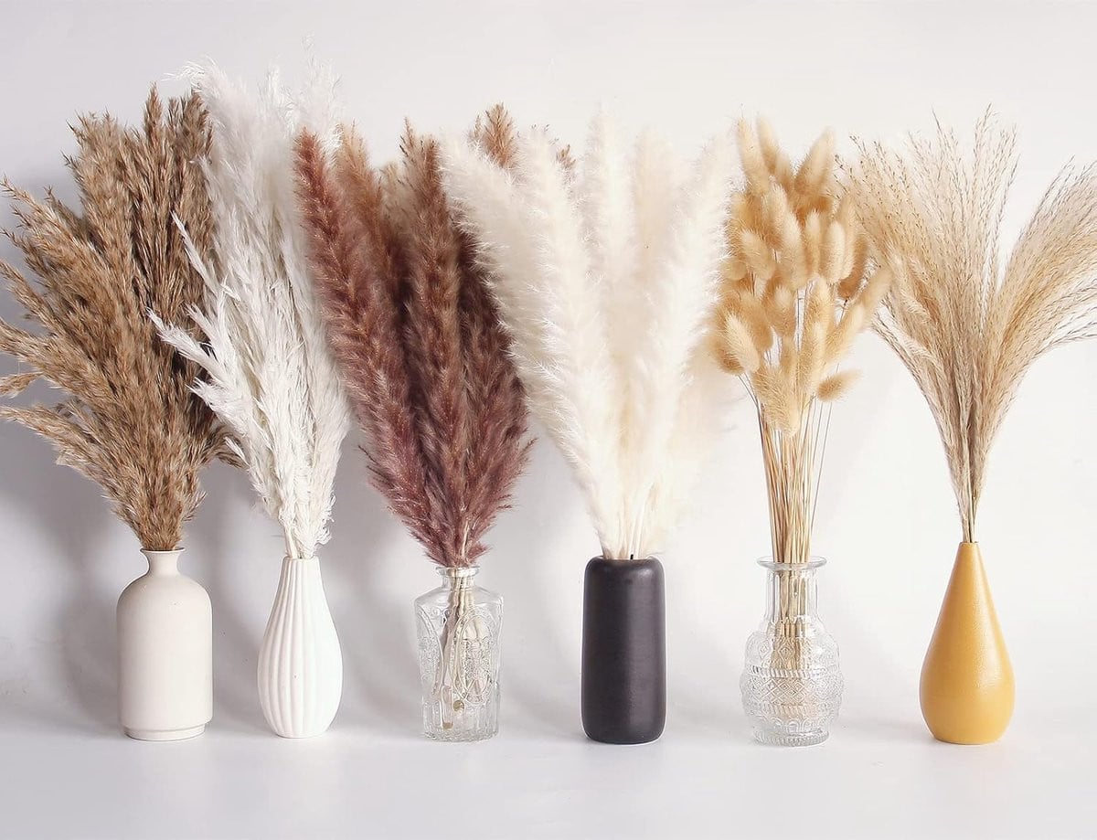 Klein natuurlijk boeket pampasgras met 110 stuks gedroogde bloemen voor boho-decoratie
