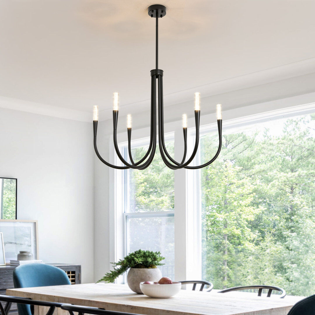 Blue Elephant 6-Light Candle Style LED Chandelier Matte Black 60cm H X 80cm W X 80cm D