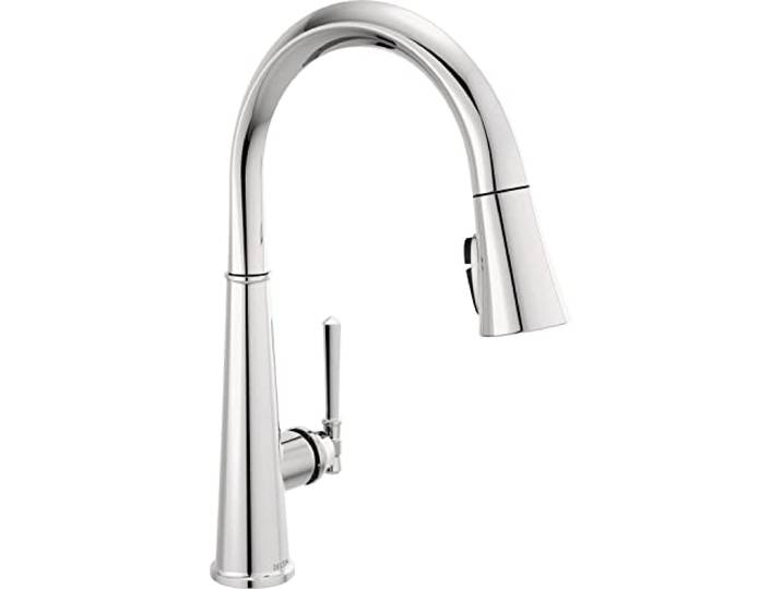 Delta Faucet Emmeline Einhand-Küchenarmatur mit herausziehbarer Brause, ShieldSpray-Technologie und magnetischem Docking Spraykopf, Lumicoat Chrome 9182-PR-DST