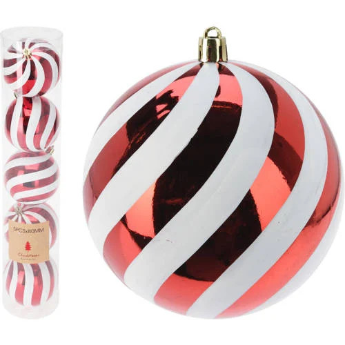 Home & Styling Collection Kerstballen rood van polystyreen - 5 stuks (ø8 cm)