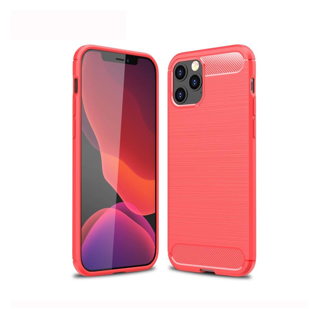 Cover-Discount iPhone 12 Pro Max - Metall Carbon Look Gummi Hülle rot (Apple iPhone 12 Pro Max) (101123597B)