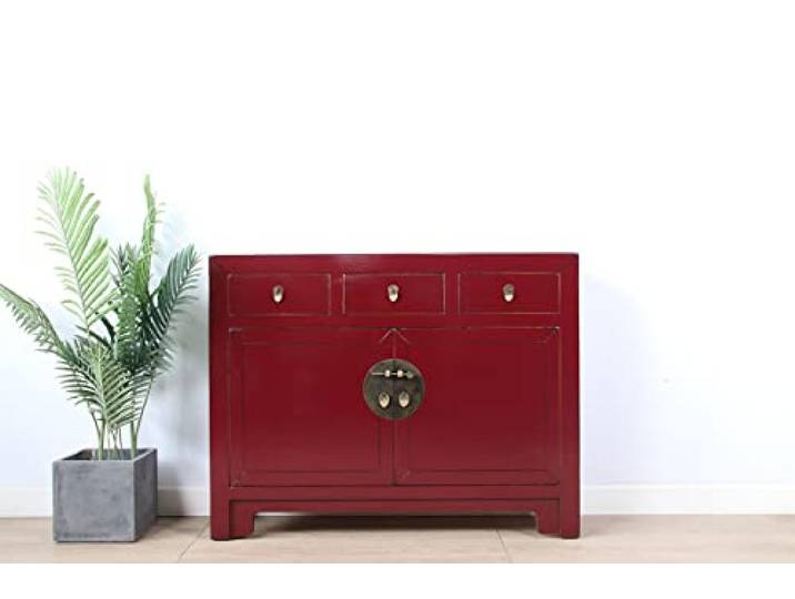 Yajutang chinesische Kommode Sideboard Purpurrot RAL3004