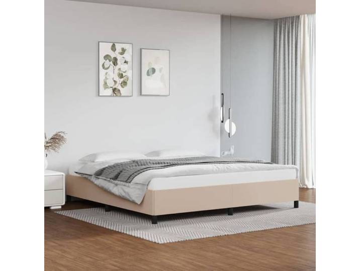 CHIC Lit adulte 2 places - 200x200 cm Structure/Cadre de lit cappuccino 200x200 cm similicuir #Sara71593