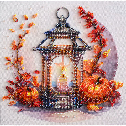 Perlen-Stickbild "Herbstlicht", 20 x 20 cm