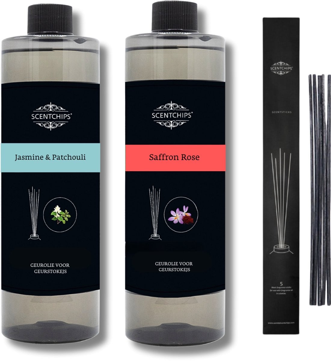 Scentchips Geurstokjes Navulling Jasmine Patchouli en Saffron Rose