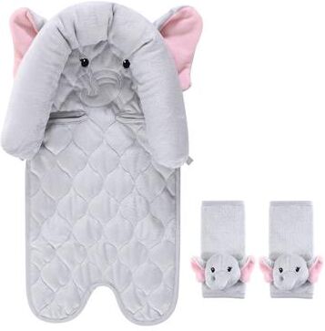 Hudson Baby Infant Girl Car Seat Insert and Strap Covers, Pretty Elephant, One Size - Pretty Elephant