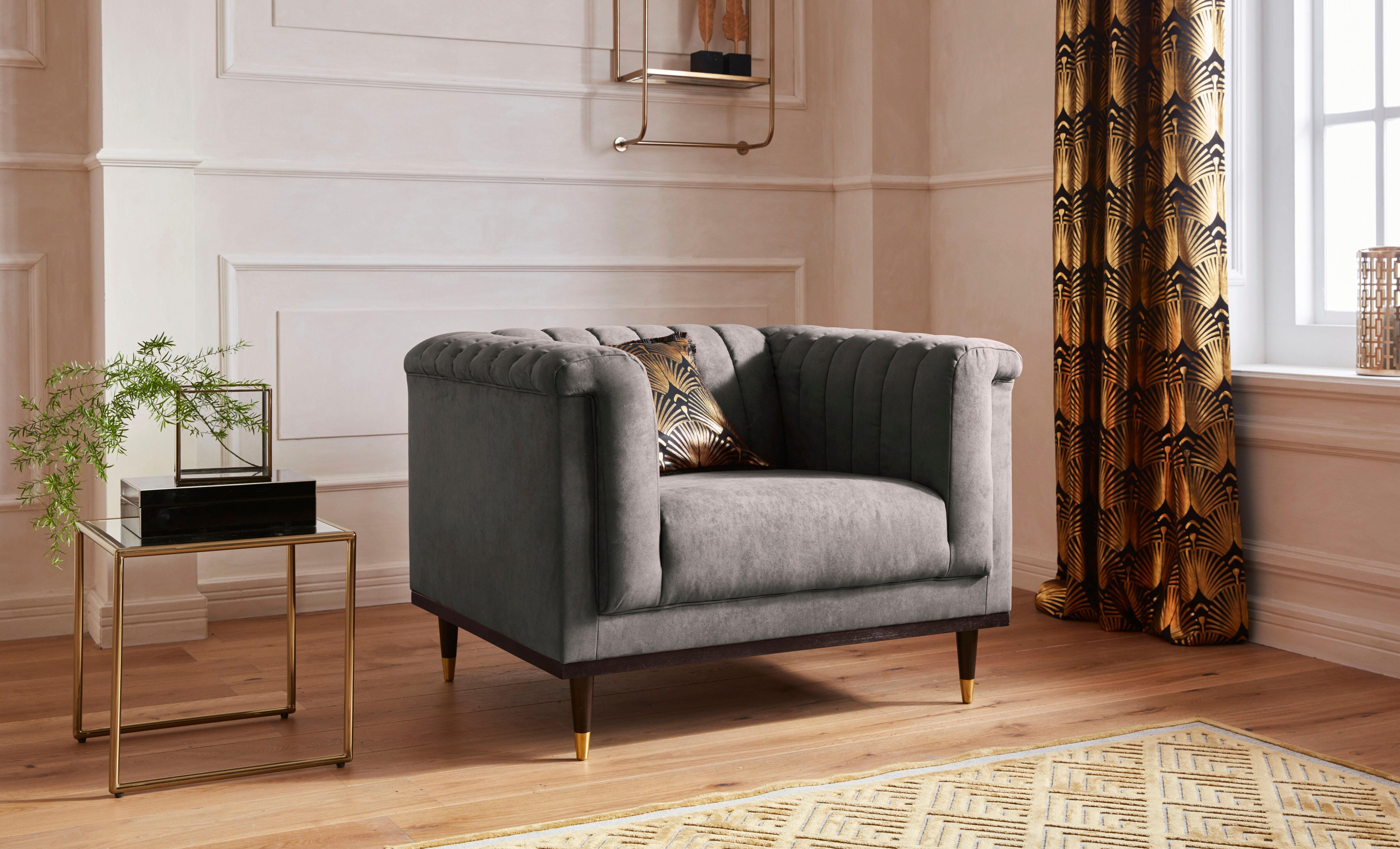 Sessel HOME AFFAIRE "Chamby", grau (anthrazit), B:100cm H:71cm T:85cm, Luxus-Microfaser Lederoptik (100% Polyester), Scheuertouren: 40.000, Pilling: 4;Samtoptik (100% Polyester), Scheuertouren >100.000, Pilling: 5, Sessel, Sessel, mit Holzrahmen unten und