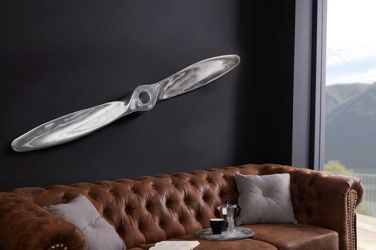 Invicta Interior Authentieke wanddecoratie SCREW II zilveren vliegtuigpropeller 110cm