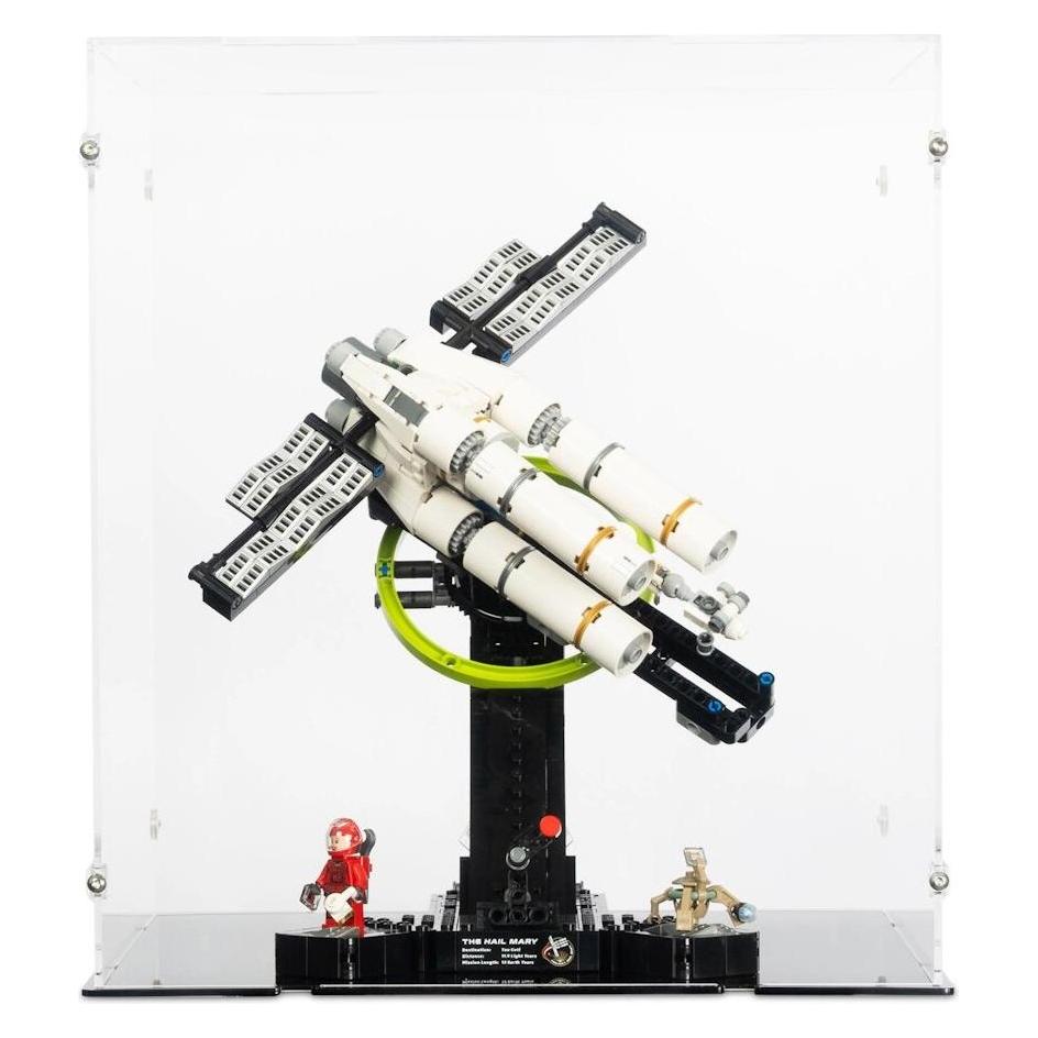 iDisplayit Acryl-Display für LEGO 11389 Der Astronaut (Mit Kurbelöffnung und schwarzem Boden) (QEC323236N-BLK)