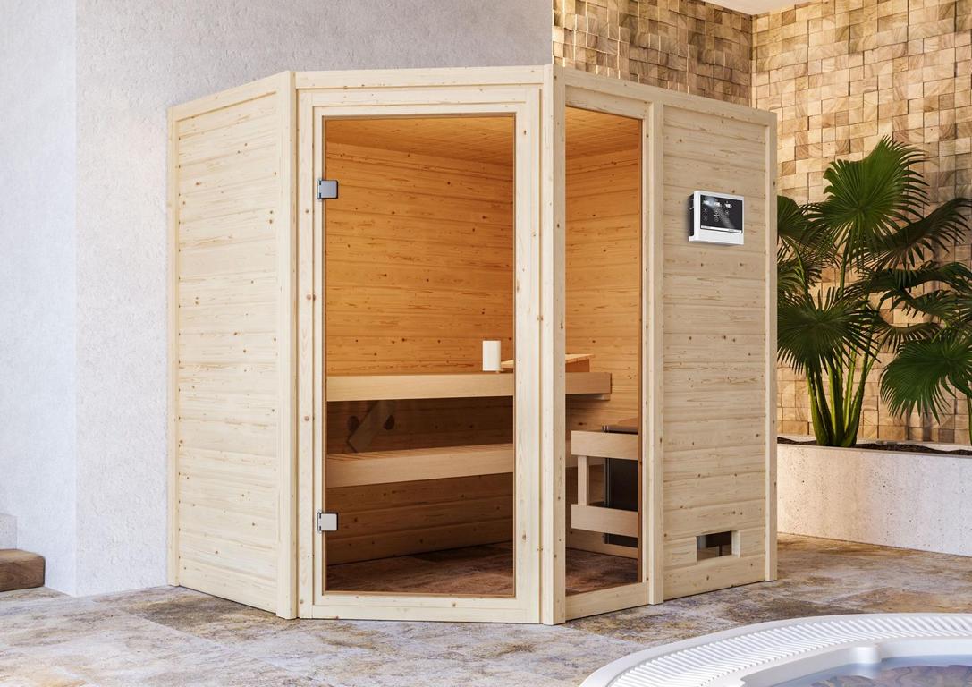 KARIBUHOLZT Sauna Jada Eck, 9KW ext. Strg 16880518