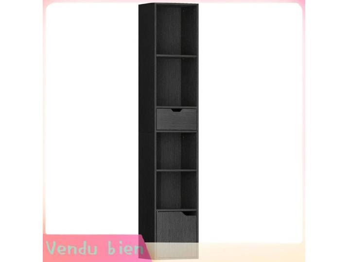 LIA Bibliothèque étagère à livres meuble de rangement avec tiroir placard compartiments ouvertes 30 x 24 x 158 cm noir