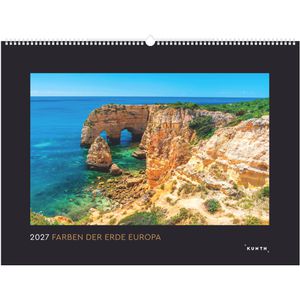 Kunth Bildkalender 761527, Farben der Erde Europa, Jahr 2027, Motiv: Landschaftsbilder, Spiralkalender 60 x 45cm
