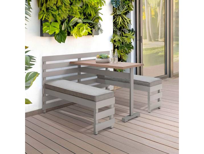 Modante Gartenset, Grau, Beige, 4-teilig, Füllung: Polyester, 126x86x157 cm, geeignet für Balkon, Gartenmöbel, Gartengarnituren, Gartenmöbel-Sets