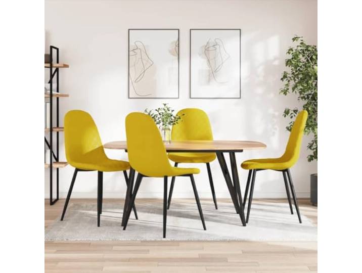 HGPOTUY Esszimmerstühle 4 STK. Senfgelb Samt Gepolstert, Ergonomisch, Pulverbeschichtete Metallbeine, Stabil, 110 kg Belastbar