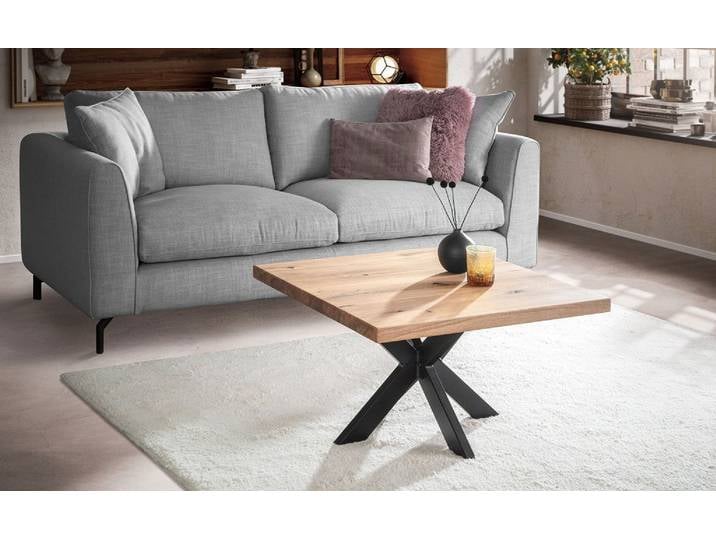 Couchtisch 75x75cm 'Robin IV' Wildeiche & Metall schwarz