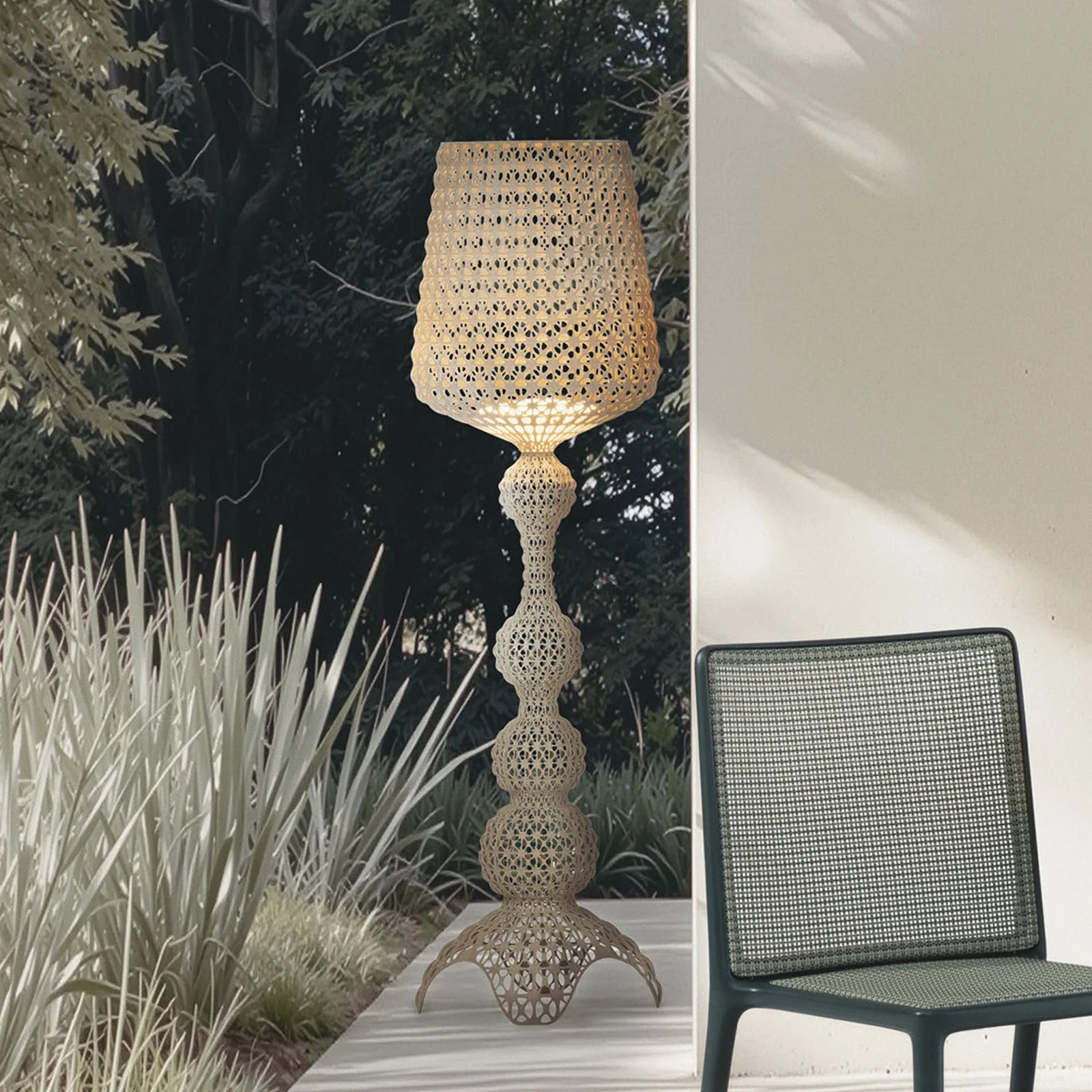 Kartell Kabuki LED buiten vloerlamp, duifgrijs, dimbaar, IP44