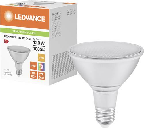 LEDVANCE 4099854071270 LED EEK G (A - G) E27 Par 38 14.5W = 120W Warmweiß (Ø x H) 122mm x 122mm 1St.