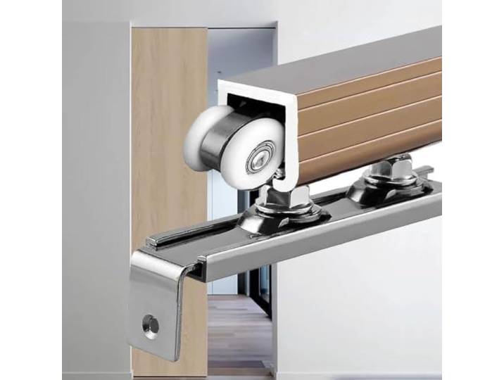 KJoBDwz Schienen-Set für Schiebetüren Schiebetürschienen-Set mit oben montierten Rollen, for Raumteiler und Privatsphäre(Gold)