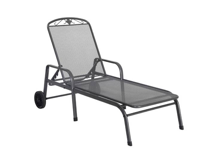 2er Set MWH Savoy Gartenliege mit Rollen Stahl iron grey