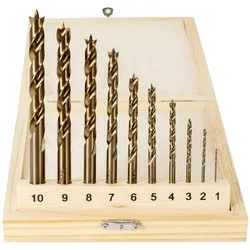 Stier, Bohrereinsatz, Holzbohrer-Set HSS Co 10-tlg. 1-10 mm (1 mm, 10 mm, 2 mm, 3 mm, 4 mm, 5 mm, 6 mm, 7 mm, 8 mm, 9 mm)