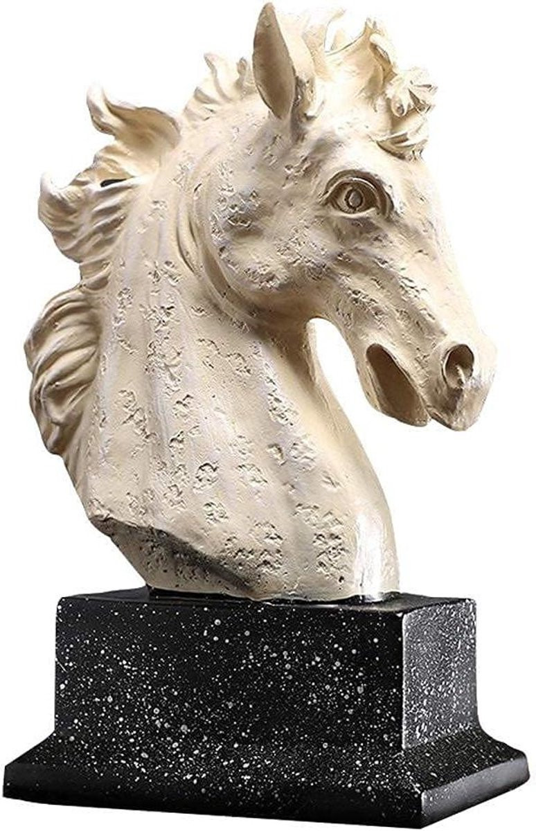 Wit Paardenhoofd Standbeeld Decoratie Beeldhouwkunst voor op Tafel