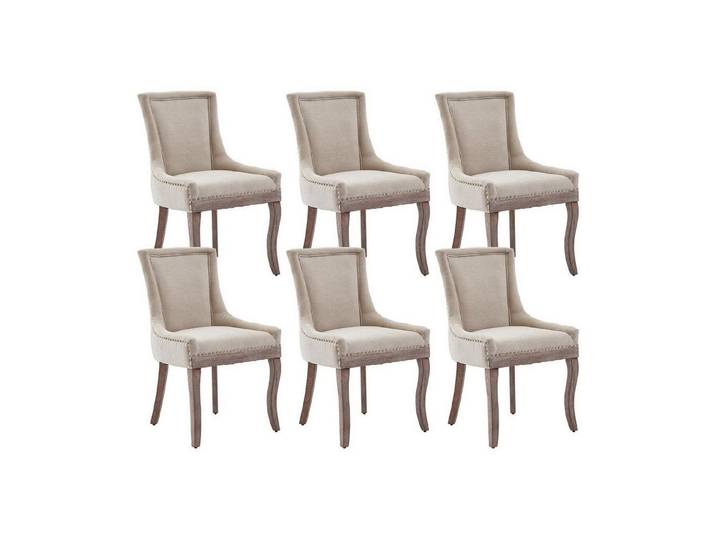 LuxusKollektion Esszimmerstuhl Esszimmerstuhl Polsterstuhl Stoffbezug Ziernägel 6er Set Beige 6er-Set