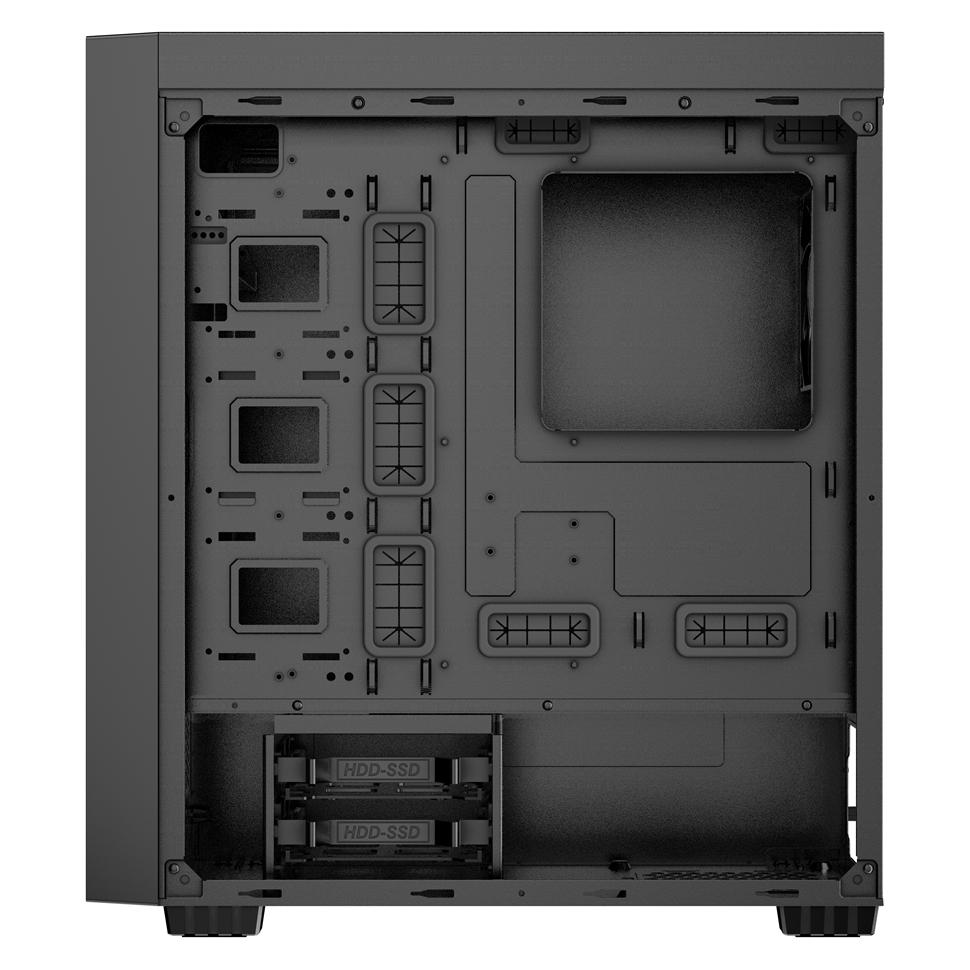 Gembird Fornax K500 ATX-Computergehäuse Midi-Tower Schwarz (ATX, E-ATX, ITX) (CCC-FC-K500)