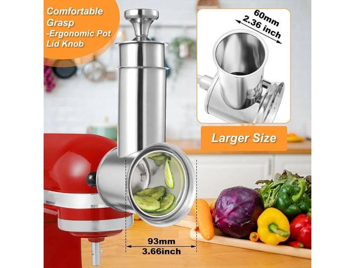 Compatible lave-vaisselle, accessoire trancheur/râpeur pour mixeurs sur socle KitchenAid, accessoire pour hacher les légumes - Salad Maker Kitchen Sal