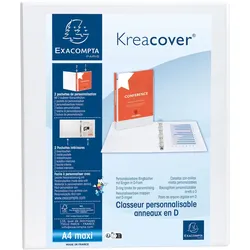 Exacompta Personalisierbares Ringbuch aus PP 1,9mm, 4 Ringe 30mm, Rücken 47mm, 2 äußere Klarsichthüllen, 32x27,7cm für DIN A4 Überbreite - Kreacover