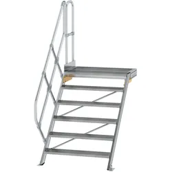 Munk, Leiter + Gerüst, Treppe mit Plattform 45° Stufenbreite 1000 mm 6 Stufen Aluminium geriffelt (Gerüst, 100 cm)