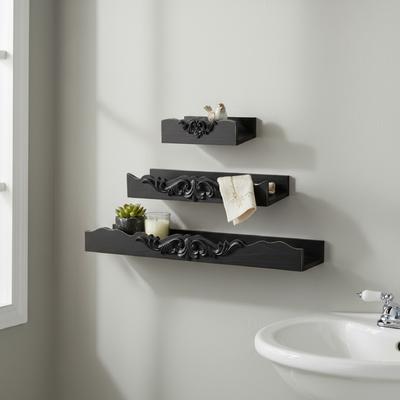 "American Art Decor Vintage Black Ornate 3-Piece Floating Wall Shelf Set - 2"" x 17.75"""