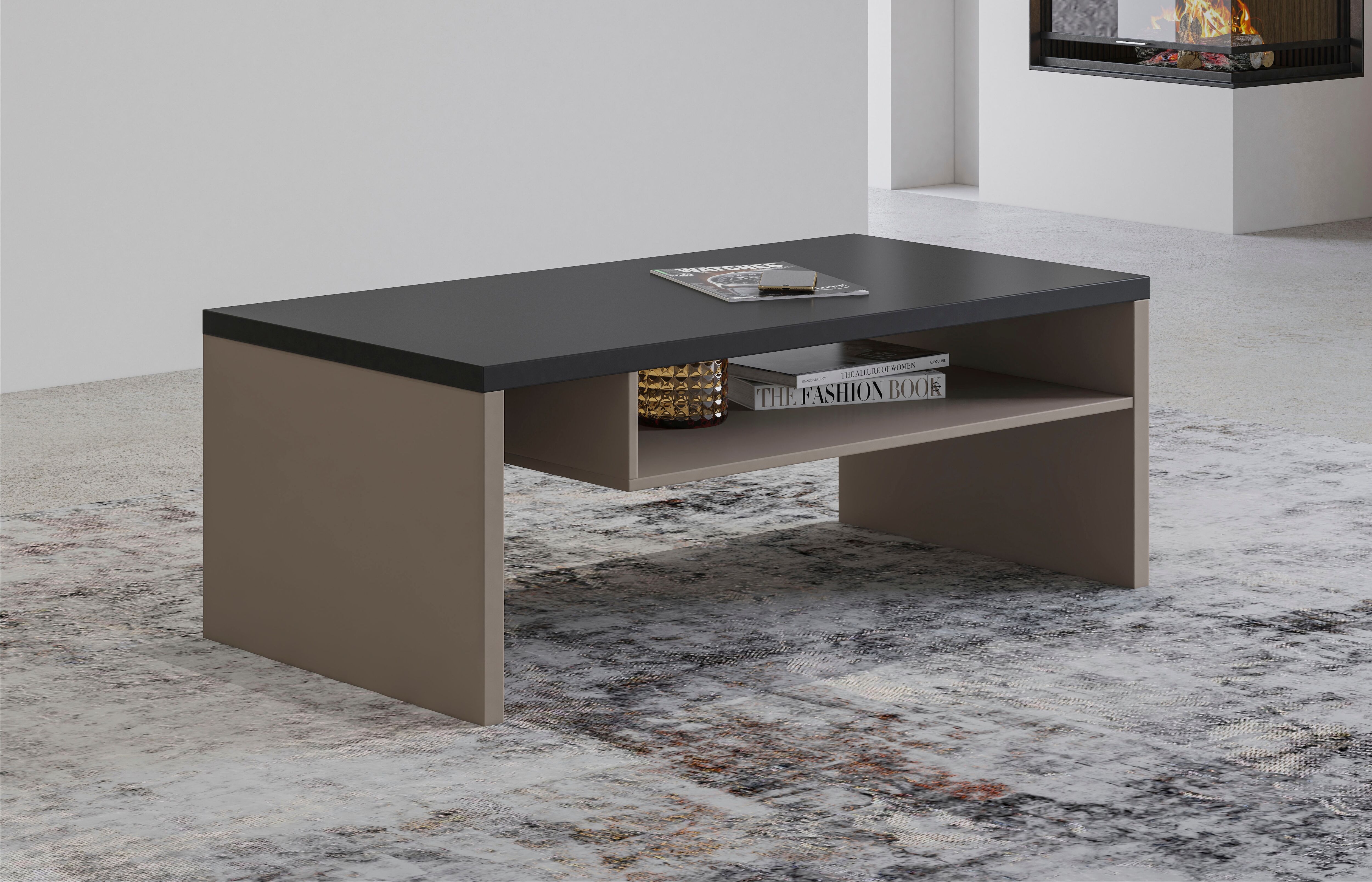 Couchtisch GOODPRODUCT "Cross, Breite 120 cm, moderner Sofatisch für Wohnzimmer", braun (congo, schwarz), B:120cm H:45cm T:60cm, Tische, Couchtisch, Tisch mit offenem Fachboden congo, schwarz B/H/T: 120cm x 45cm x 60cm, congo/congo-schwarz