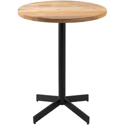 Runder Bistrotisch aus Massivholz und schwarzem Metall D60 cm MEERA
