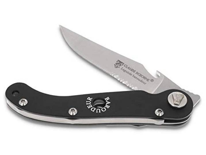 Claude Dozorme Laguiole BAROUDEUR Taschenmesser - Griff Alu schwarz eloxiert - Edelstahl matt - Abenteuer Messer