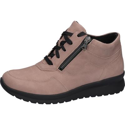 Stiefelette WALDLÄUFER "K-Sunny", Damen, Gr. 6,5 (40), Textil, beige (dunkelbraun), Nubukleder, Basic, Schuhe Stiefelette, Komfortboots, Bequemschuh in K-Weite = extraweit, mit Reißverschlüssen
