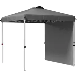 Outsunny Faltbares Gartenzelt, 2,5 x 2,5 m, mit einstellbarer Höhe, UV-Schutz, 1 Seitenwand und Sandbeuteln, dunkelgrau