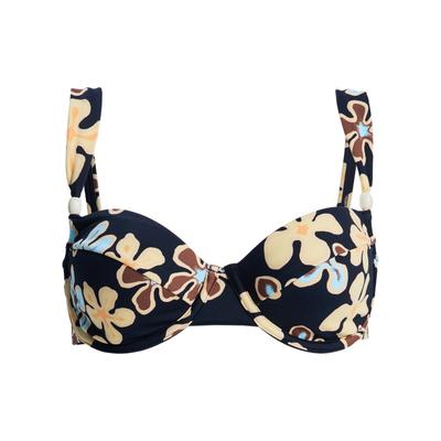 Bügel-Bikini-Top ROXY "Nostalgic Feel Underwire Dcup", Damen, Gr. M, bunt (anthrazit nostalgic feels ful), Obermaterial: 85% Polyester, 15% Elasthan., Bikini-Oberteile