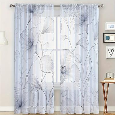 2-teiliges Set mit Pflanzenblumenmuster für transparente Fensterdekoration Bildschirmfenster können für den Schutz der Privatsphäre und die Dekoration von Schlafzimmern und Küchen verwendet werden