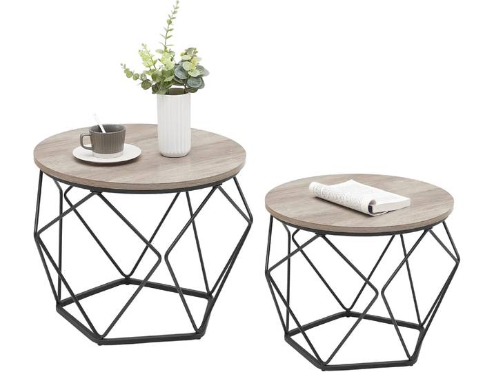 Beistelltisch-Set 2-teilig Industrial Grau Stahl