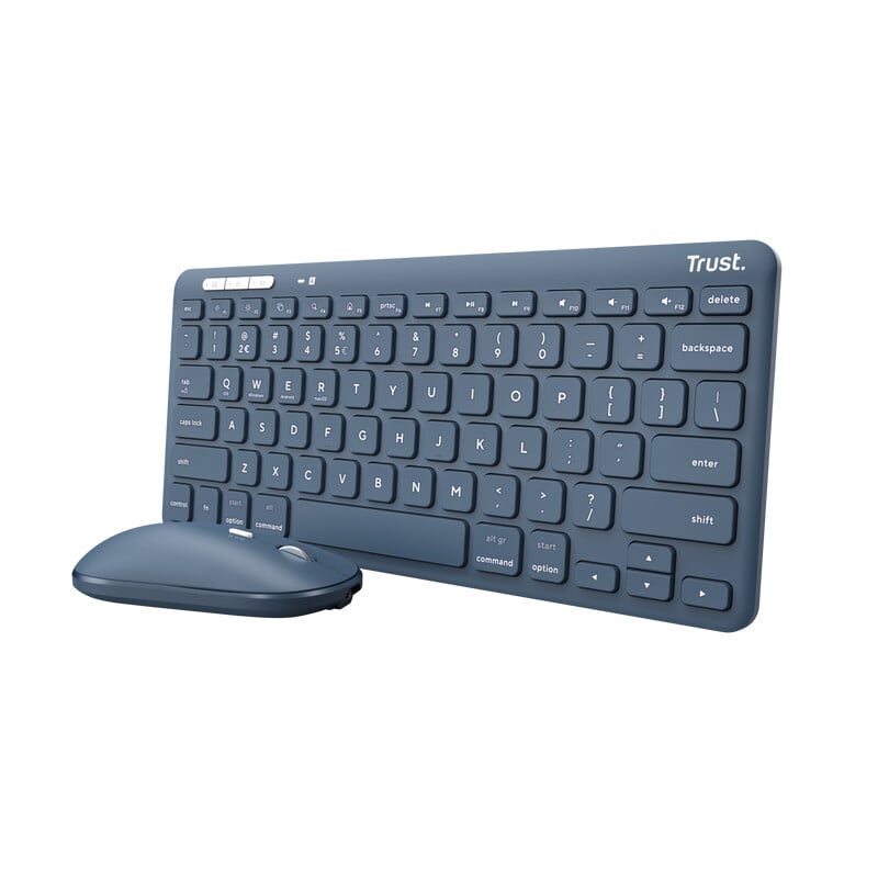 Trust Lyra draadloos toetsenbord en muis set met Bluetooth en RF, QWERTY Amerikaans Engels, blauw
