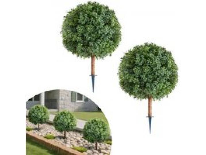 VEVOR Künstliche Formschnitt Buchsbaumkugel mit Erdspieß, 2er-Set 686 mm Kunstpflanzen, Dekopflanze, für Dekoration, Veranda, Außen- & Innenbereich, Terrasse, Garten, Balkon, Hinterhof
