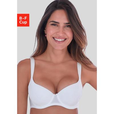 Schalen-BH S.OLIVER "Maelle", Damen, Gr. 75, Cup D, weiß, Microtouch, Obermaterial: 70% Polyamid, 17% Elasthan, 13% Polyester, Basic, BHs Schalen-BH, mit breiten, leicht wattierten Trägern, Dessous