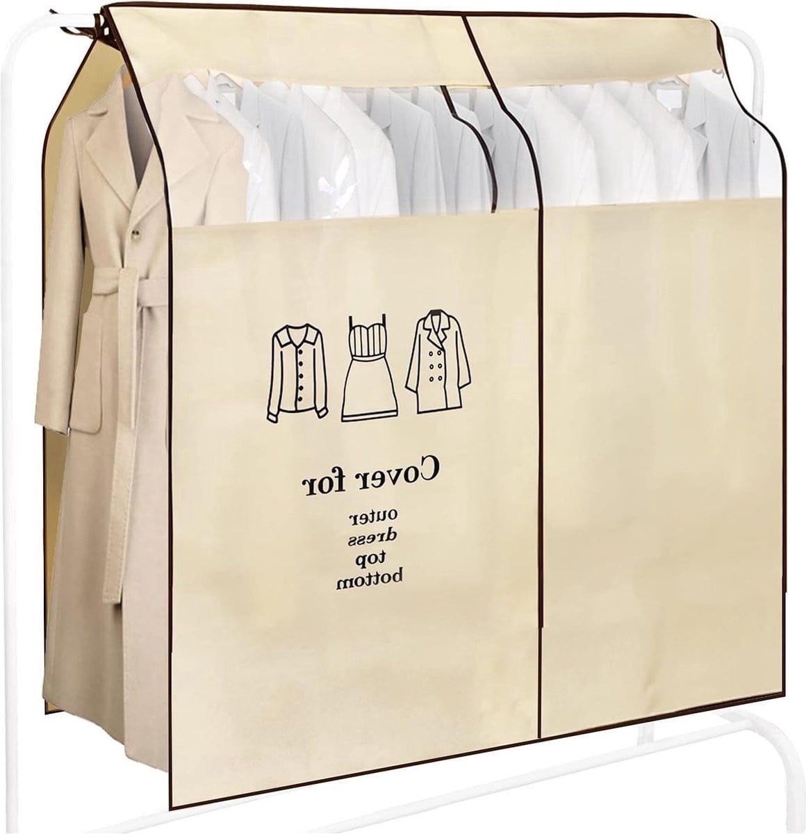 QPFO kledinghoes met venster - ademende en stofdichte kledingbeschermer - B: 120 cm, H: 150 cm
