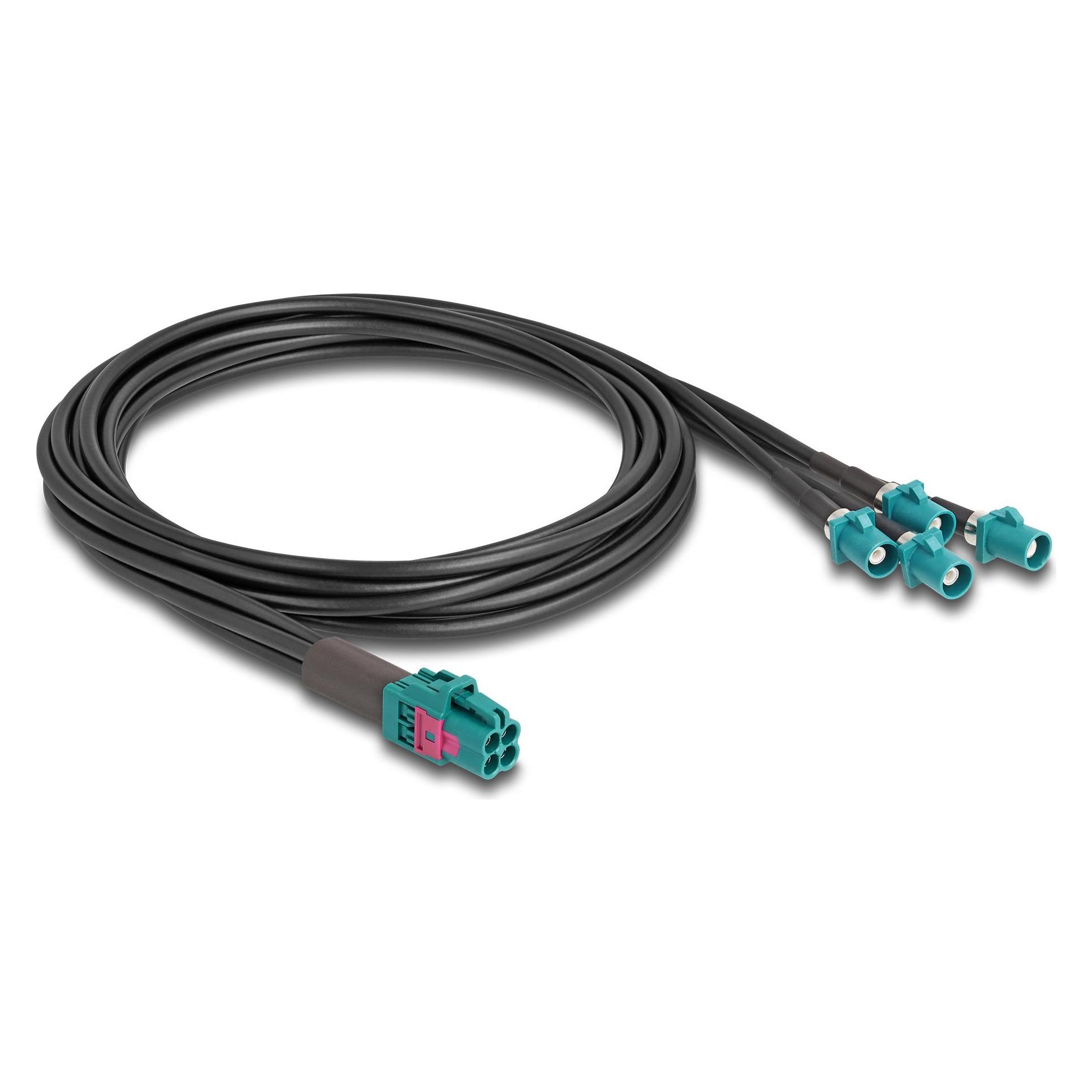 Delock Kabel Mini FAKRA Z Buchse quad zu 4 x FAKRA Z Stecker A-Typ (Antennenkabel) (90125)