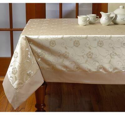 Violet Linen Sunflower Elegant Embroidered Flower Pattern Tablecloth