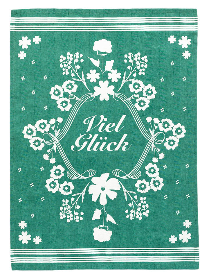 Overbeck and Friends Geschirrtuch "Viel Glück" in Mint - (L)70 x (B)50 cm - onesize