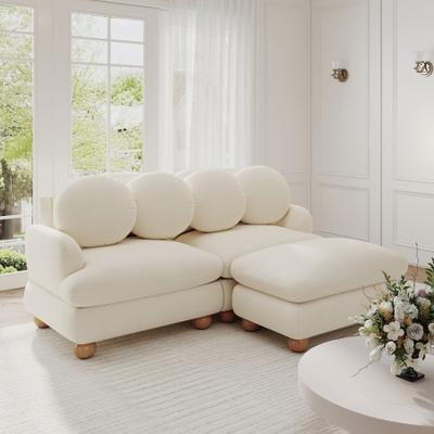 Loedds 68-Inch 3-Seat Chenille Sofa with Ottoman & Lumbar Pillows & Deep Seats