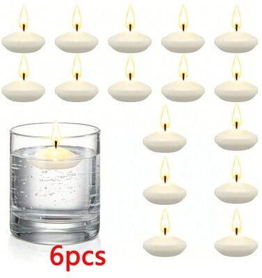 Quick Pick Pro Floating Candles, Unscented Disc Candles For Weddings, Valentines Day, Bathtub Decor, Romantic Party Centerpiece 6pcs White
