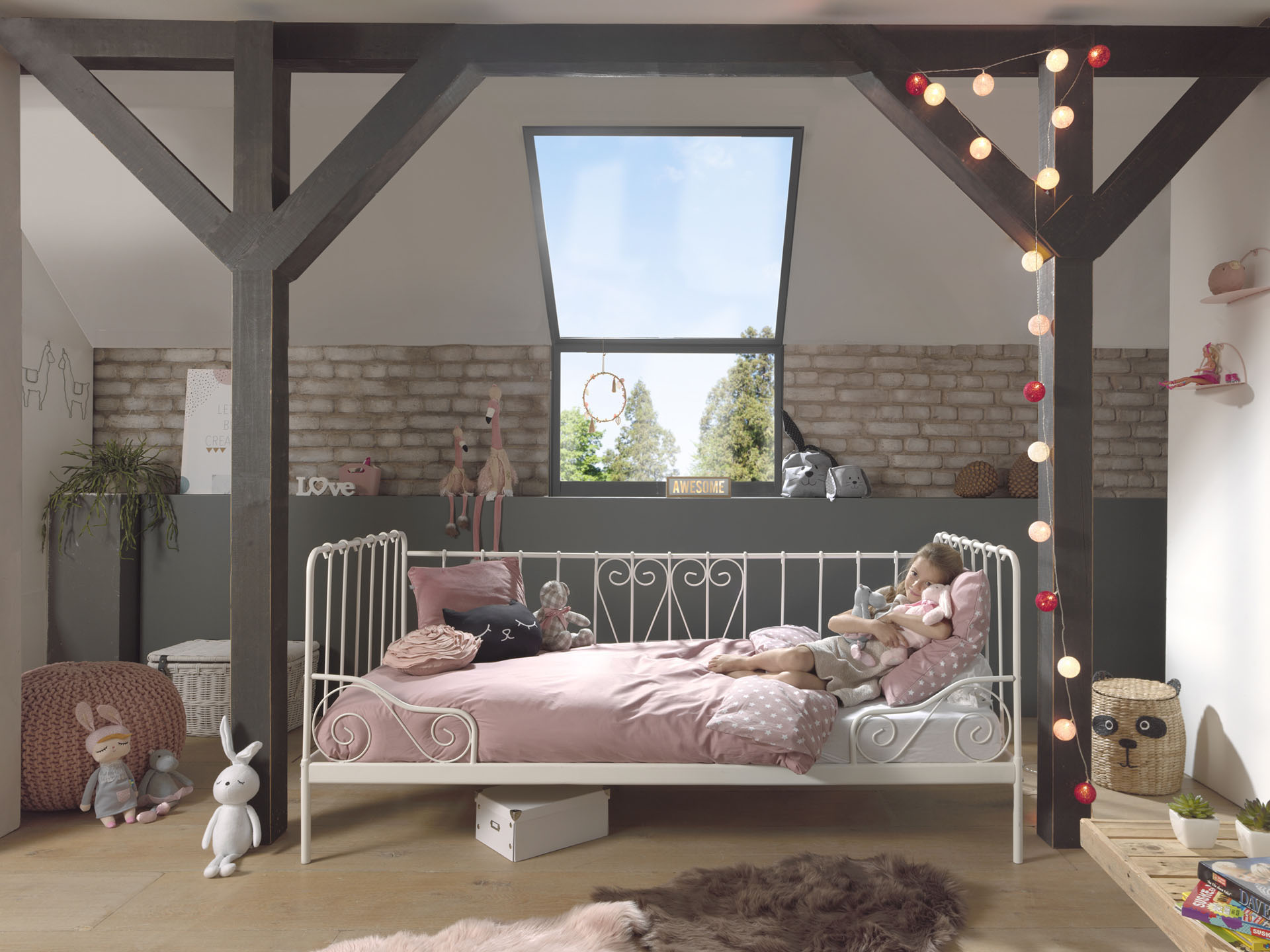 Jugendbett VIPACK "Alice, Bettgestell Metall, pulverbeschichtet, in nostalgischem Design", weiß, B:94,5cm H:89,5cm L:205cm, Betten, Jugendbett, Metallbett inkl. Lattenrost, stabil und standfest